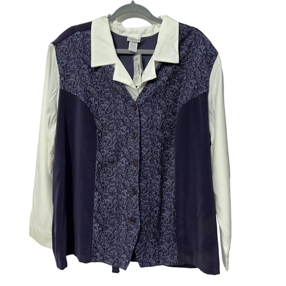 NWT Fashion Bug Stretch Button Down Paisley Shirt - Picture 1 of 4
